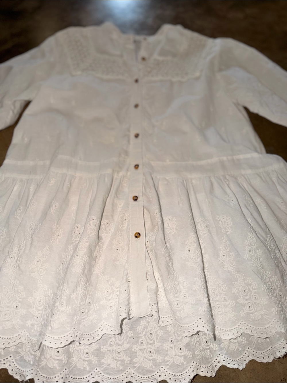 Zara White Eyelet Embroidered Peplum Tunic Blouse Medium - Picture 3 of 10